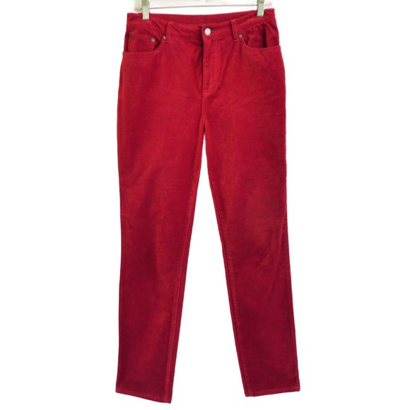 Vintage Pants - VeLVeT 28x31.5 Vintage 90s Y2K Red Trouser Pants High Waist Slightly Tapered Leg